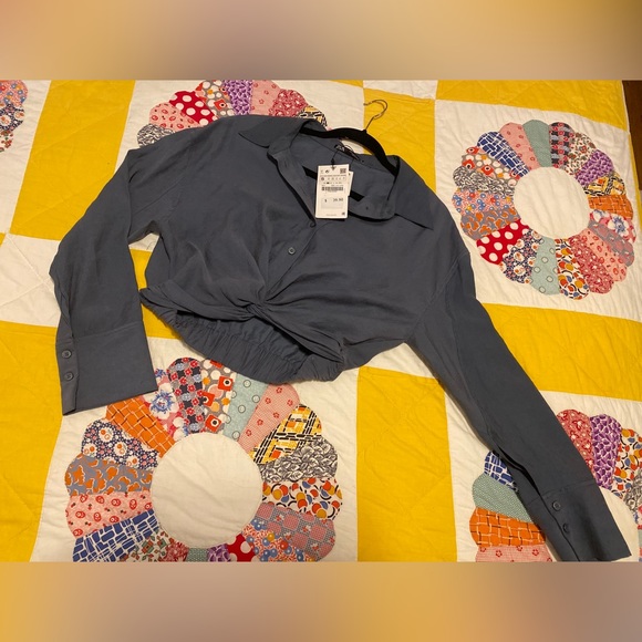 Zara collared button up crop top - Picture 7 of 9